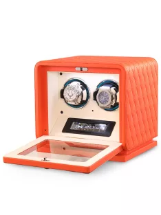 Varrott bőr óraforgató 2 órának, narancs