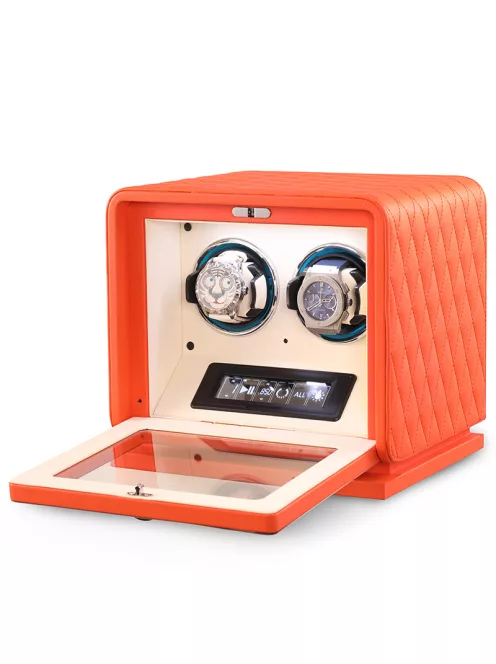 Varrott bőr óraforgató 2 órának, narancs