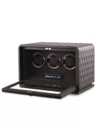 Varrott bőr óraforgató 3 órának, fekete