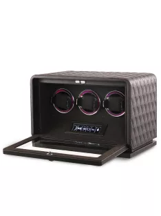 Varrott bőr óraforgató 3 órának, fekete