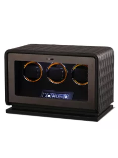 Varrott bőr óraforgató 3 órának, fekete