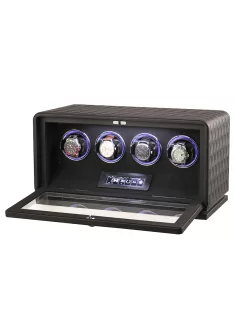 Varrott bőr óraforgató 4 órának, fekete