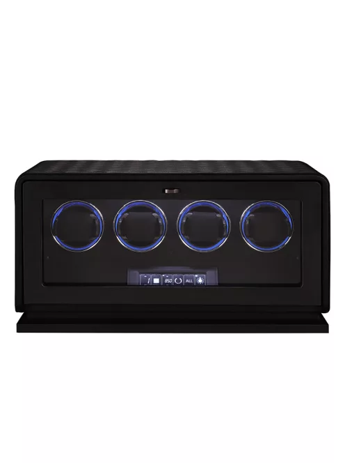 Varrott bőr óraforgató 4 órának, fekete