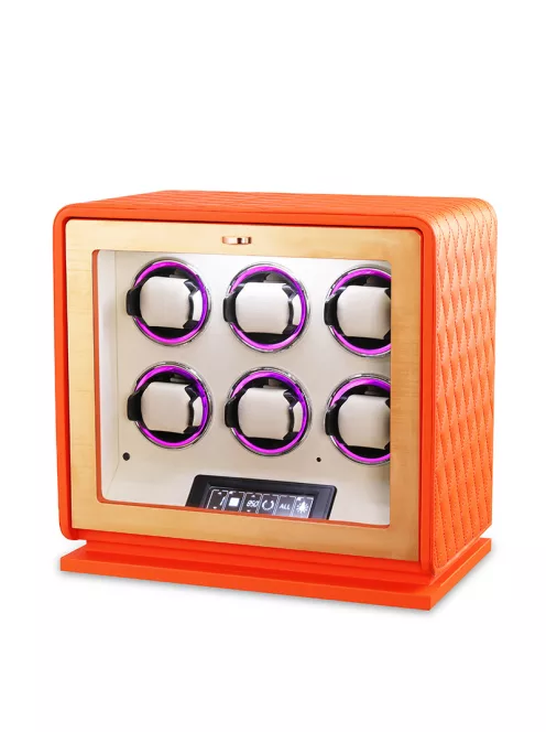 Varrott bőr óraforgató 6 órának, narancs