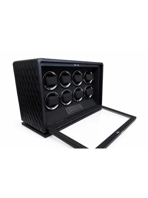 Varrott bőr óraforgató 8 órának, fekete