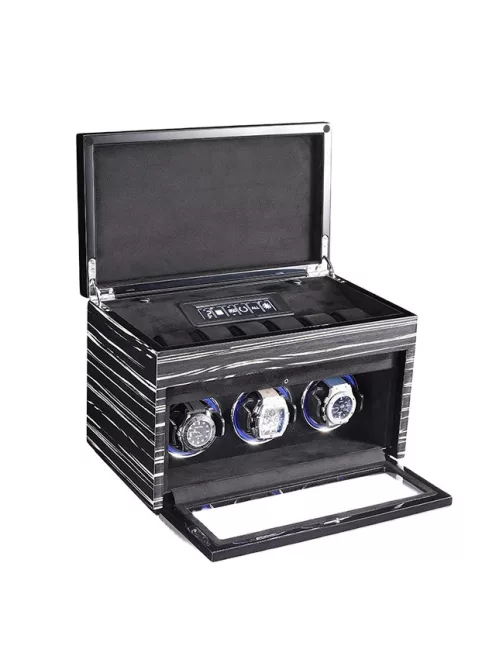 EDELWOLLE fa óraforgató 3 órának, fekete csíkos