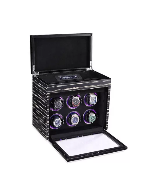 EDELWOLLE fa óraforgató 6 órának, fekete csíkos