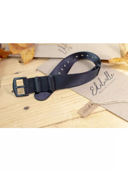 Edelwolle Black prémium Nato óraszíj, fekete, 20 mm