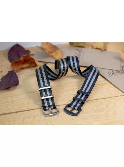 Edelwolle Black prémium Nato óraszíj, fekete/szürke, 18 mm