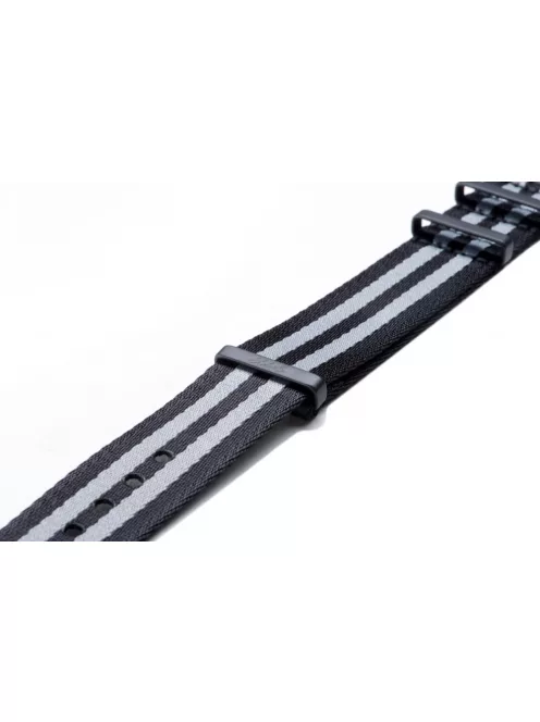 Edelwolle Black prémium Nato óraszíj, fekete/szürke, 20 mm