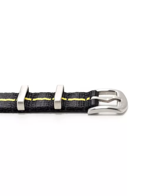 WB Original prémium Nato óraszíj, fekete/sárga, 22 mm